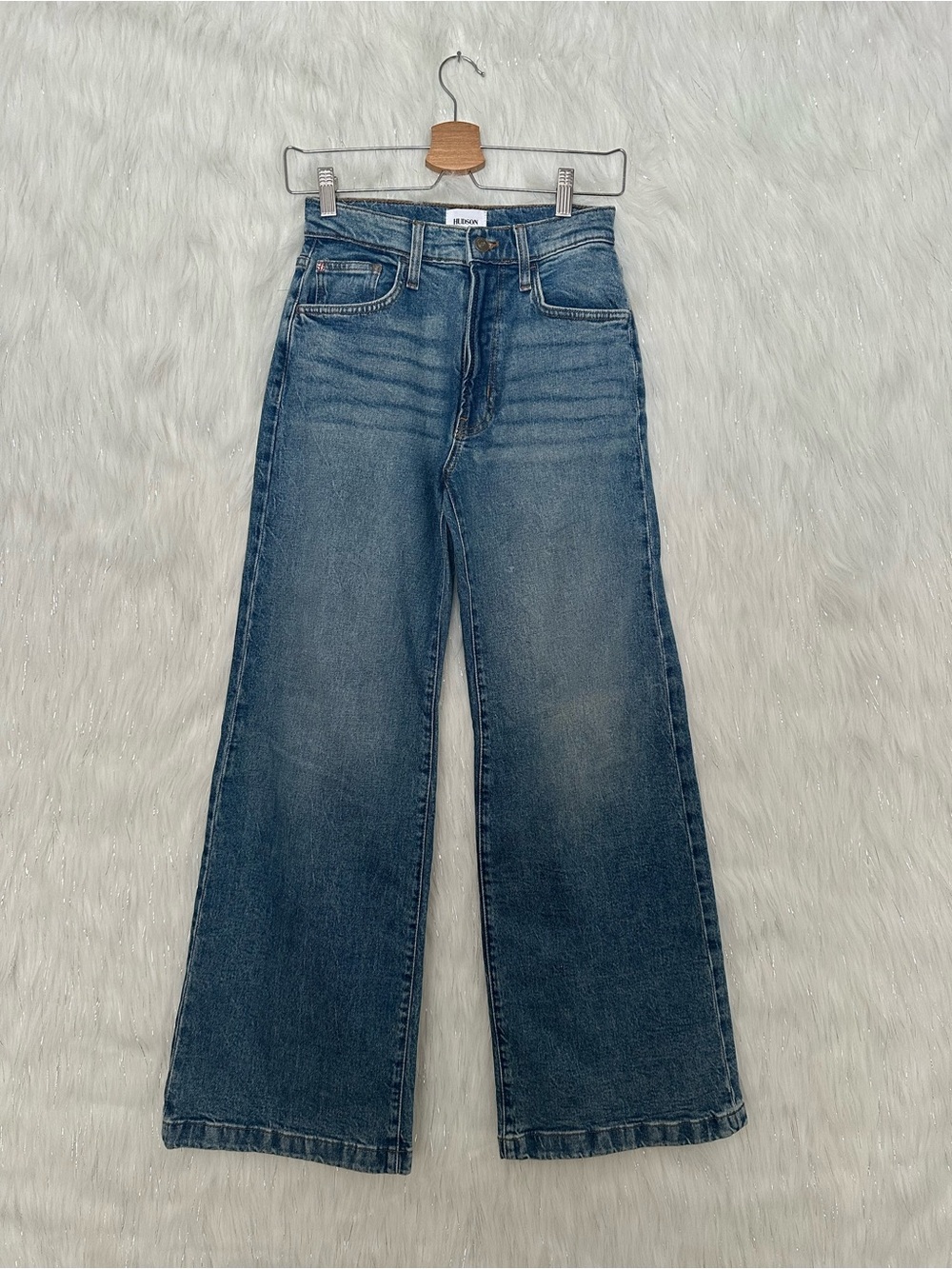 Hudson Jeans Wide-Leg Flare Jeans in Blue Wash